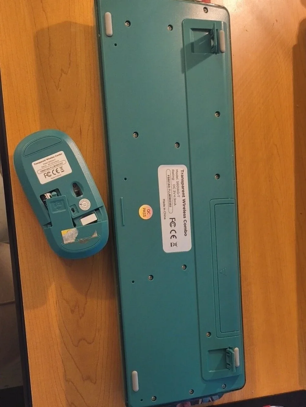 Teal Transparent Wired Keyboard with Teal/White Gradient Mouse